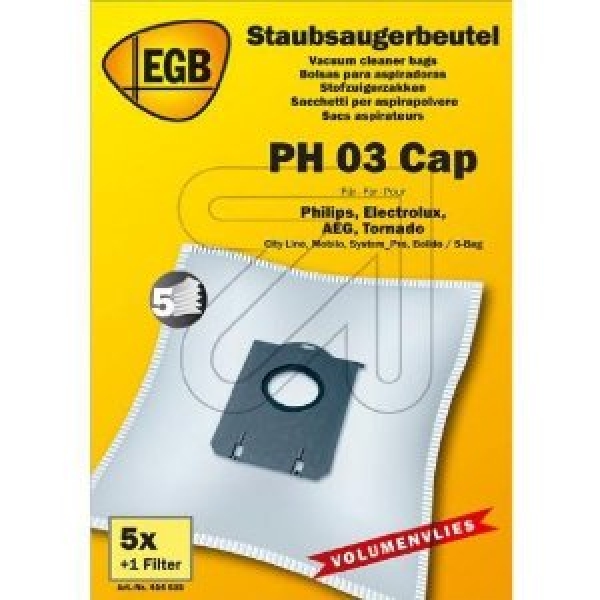 EGB Staubsaugerbeutel PH03 CAP Philips, Elektrolux, AEG, Tornado PH86 / E82