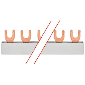 Pollmann Phasenschiene 3-polig, T-Ausführung, 10mm², Gabelausführung, 210mm, für 12 LS