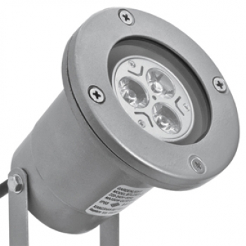 Außenstrahler, silber, 1 x GU10/230V/3W-LEDs