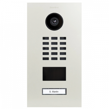DoorBird IP Video Türstation D2101V, Edelstahl V4A, pulverbeschichtet, reinweiss seidenmatt, RAL 9010 - 1 Ruftaste