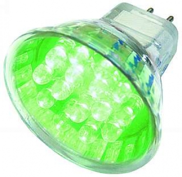 LED-Strahler in MR16-Bauform 12V, Sockel GX-5,3, 15 LEDs, grün