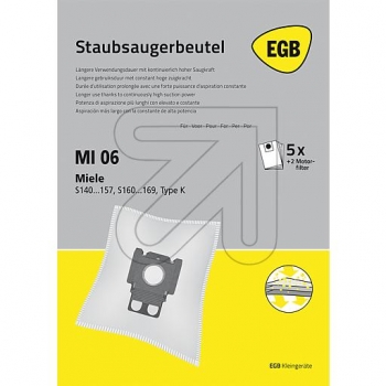 EGB Staubsaugerbeutel MI06 CAP Miele S140 - S157, K / K M48 / M52