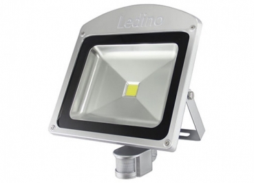 Ledino LED-Flutlichtstrahler 50W, IR-Sensor, 6000K, IP54, silber, LED-FLG50IRScw