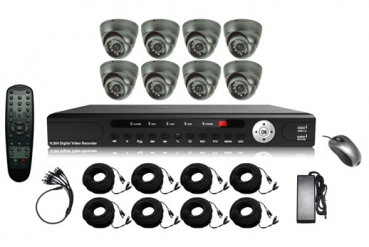 LONGSE Kamera + Rekorder Set LS-9508U2 8CH DVR Rekorder & 8 Kameras