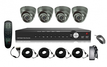 LONGSE Kamera + Rekorder Set LS-9604K2 4CH DVR Rekorder & 4 Kameras