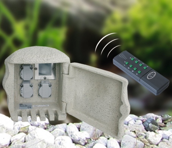 Mehrfach Energieverteiler 3-fach FUNK für innen + außen in Granitoptik