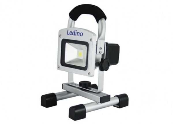 Ledino LED Akkustrahler 10W Li-Ion Akku 5,2Ah dimm. silber