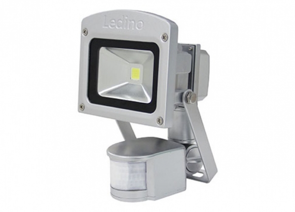 Ledino LED-Flutlichtstrahler 10W, IR-Sensor, 6000K, IP54, silber, LED-FLG10IRScw