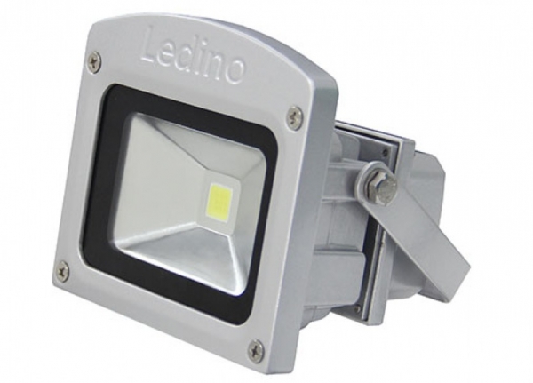 Ledino LED-Flutlichtstrahler 10W, 6000K, IP65, silber, LED-FLG10Scw