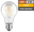 LED Filament Glühlampe "Filed", E27, 6W, 600 lm, warmweiß, klar Alternative für 60W Glühbirnen