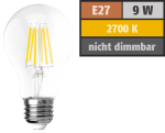 LED Filament Glühlampe "Filed", E27, 9 Watt, 1055 Lumen, warmweiß, klar, Alternative für 100W Glühbirnen